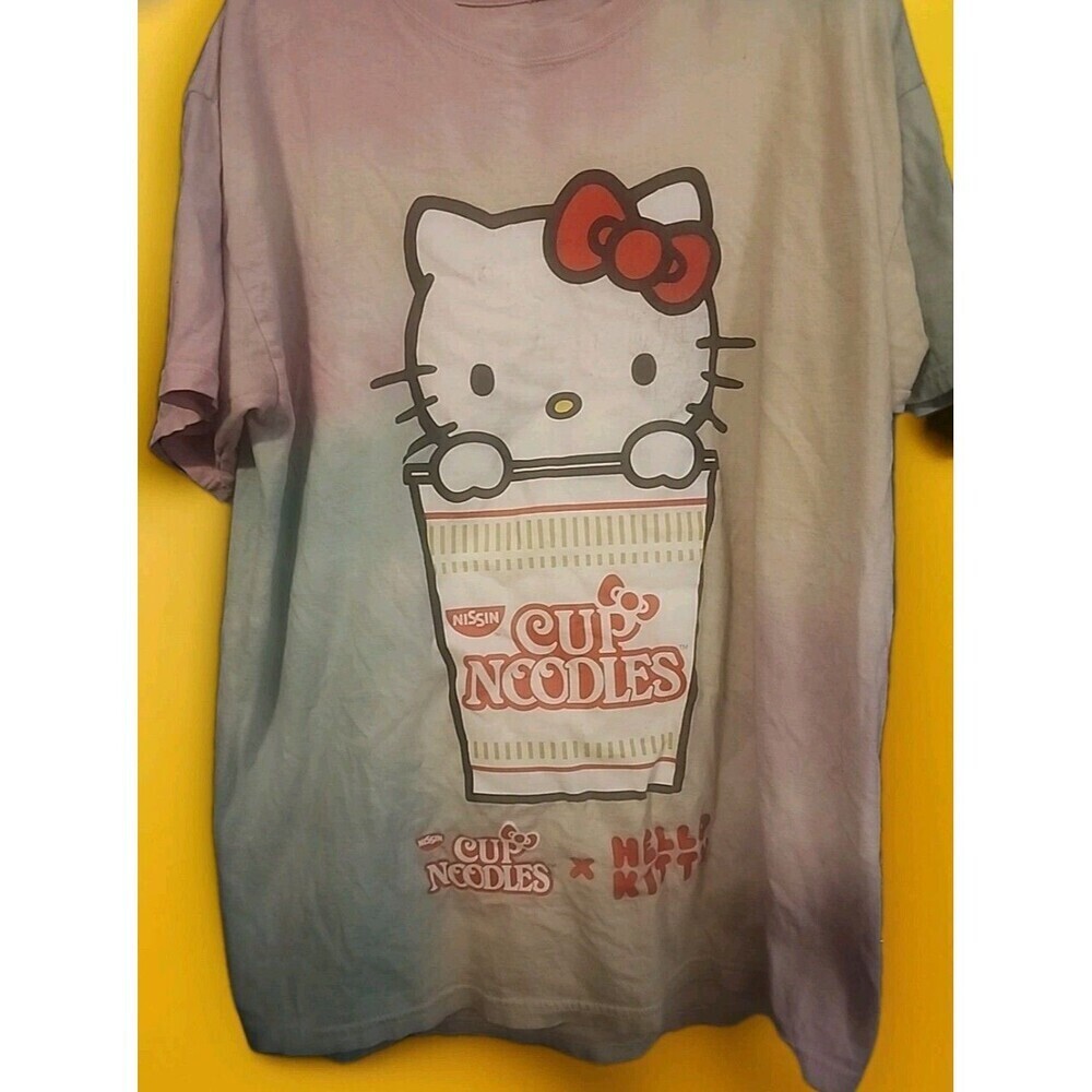 Hello kitty X Cup Noodles T shirt‎ Tie Dye Men's Large Cr60 Nice Cotton